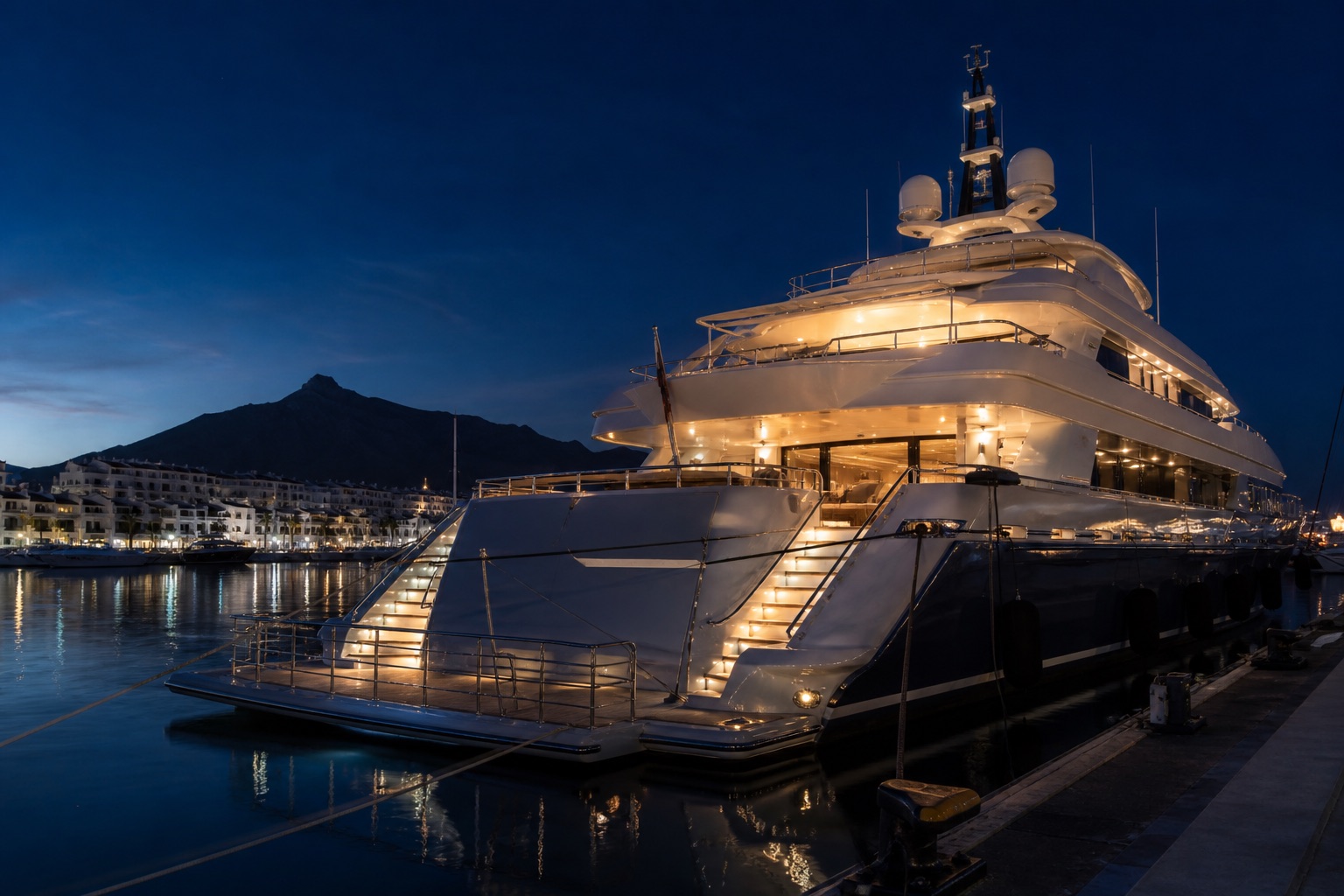 Superyacht moored in Puerto Banus